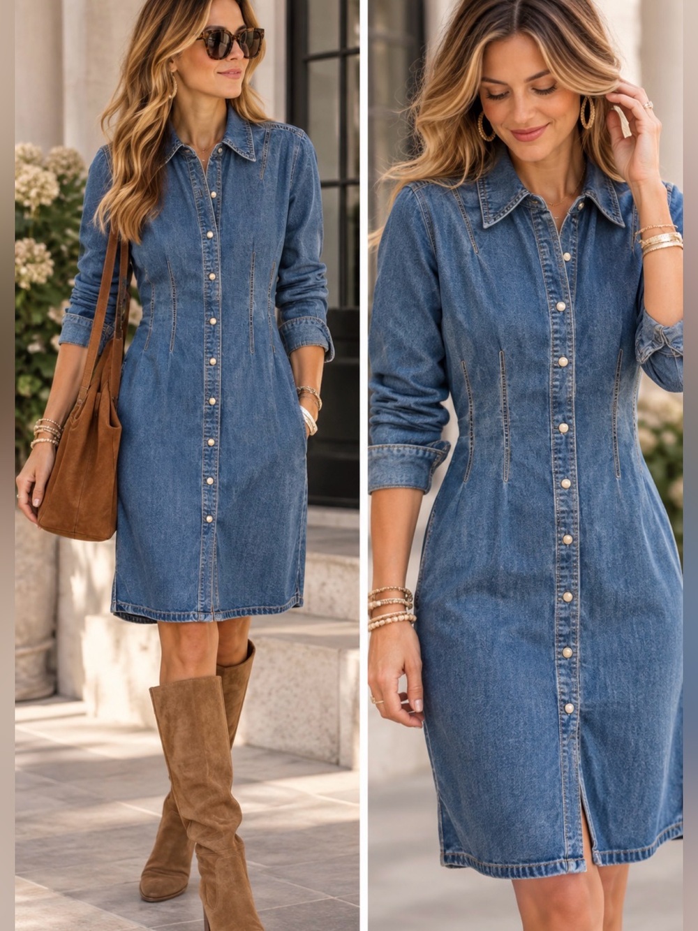 Tory Burch 0 Denim blue 100% cotton Button-Front quiet luxury Shirt Dress